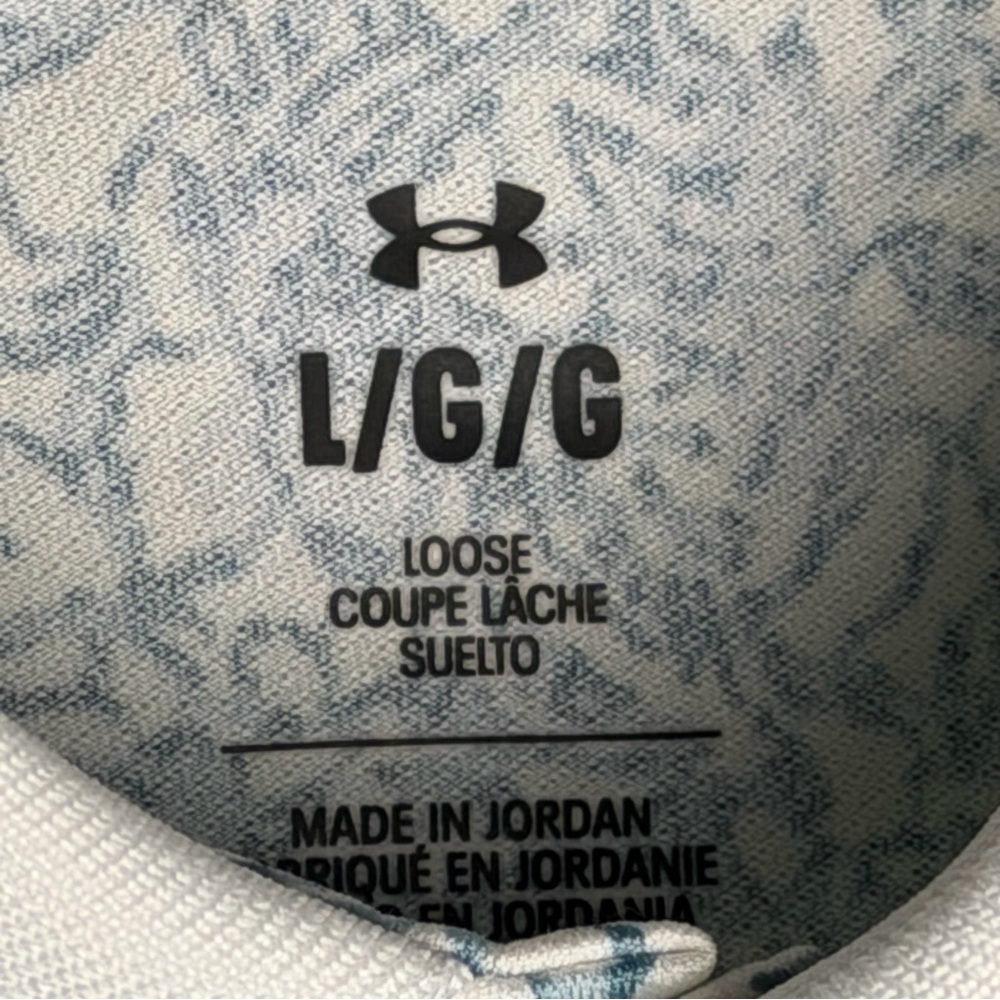 Under Armour White Polo with Light Blue Floral Print NWOT - Picture 3 of 4
